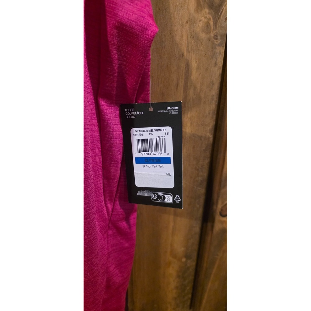 NWT Under Armour Tank Top Mens XL Pink Tech Vent Loose Fit Moisture Wicking - Picture 5 of 6